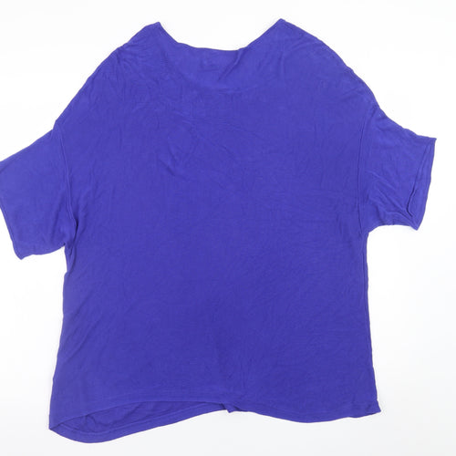 InWear Women's Blue Viscose Knit Short Sleeve Pullover Jumper XL