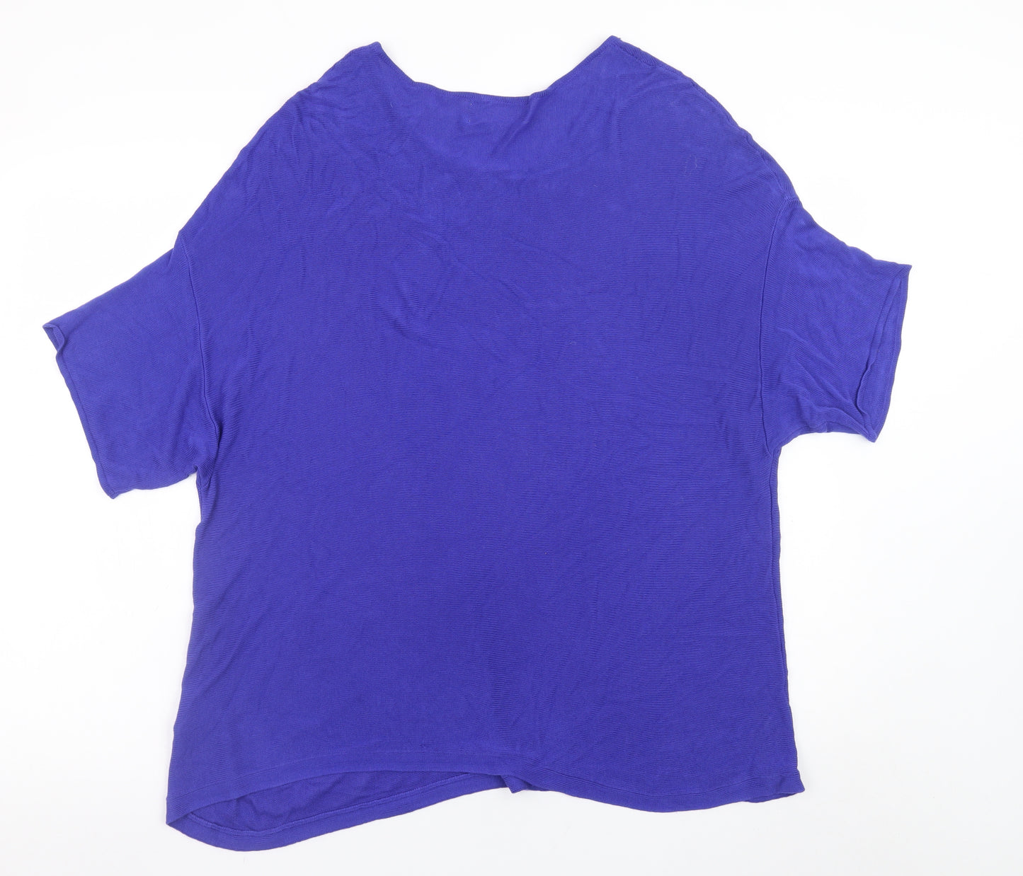 InWear Women's Blue Viscose Knit Short Sleeve Pullover Jumper XL