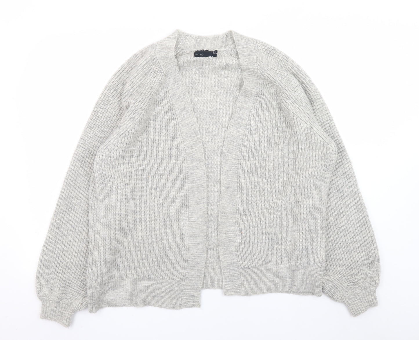 ASOS Design Womens Grey UK 10 Rib Knit Open Cardigan Jumper