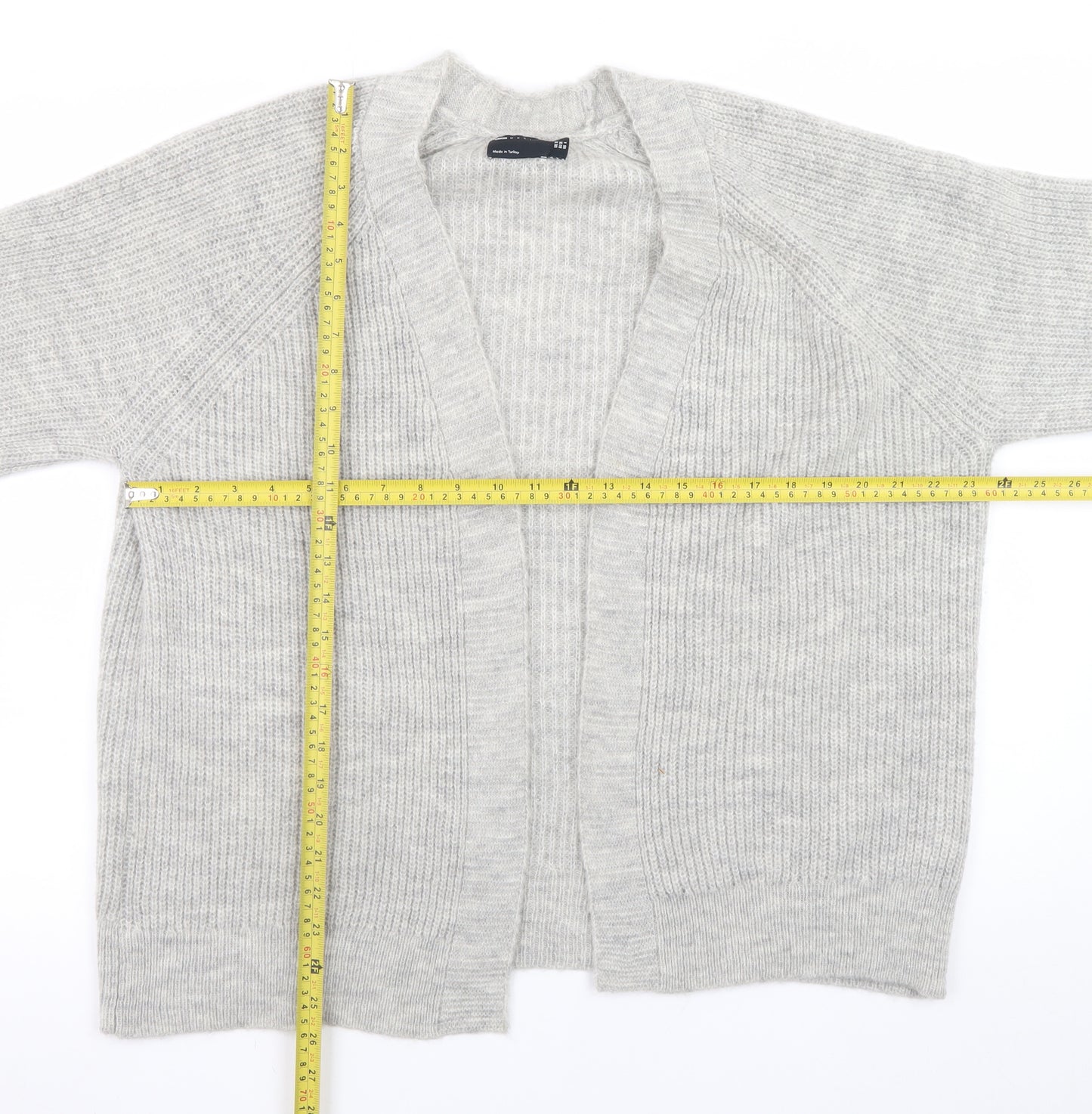 ASOS Design Womens Grey UK 10 Rib Knit Open Cardigan Jumper