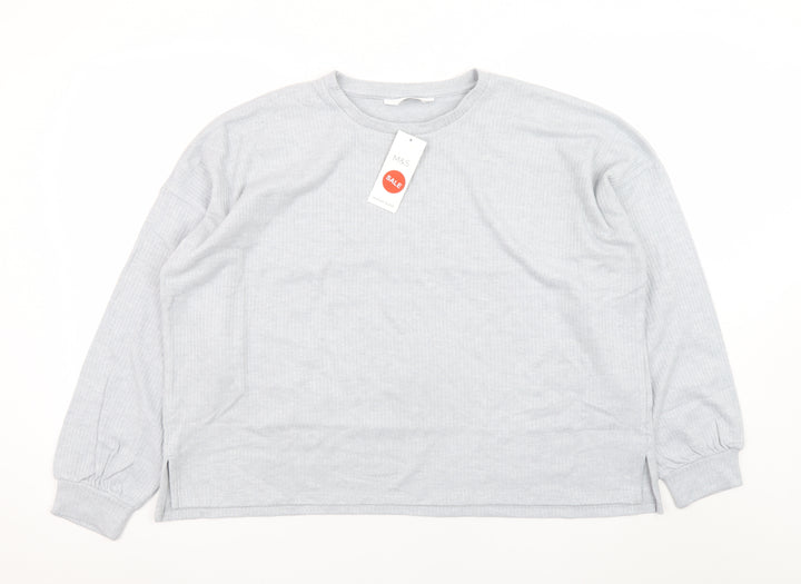 Marks and Spencer Women Grey L Pullover Crew Neck Jumper