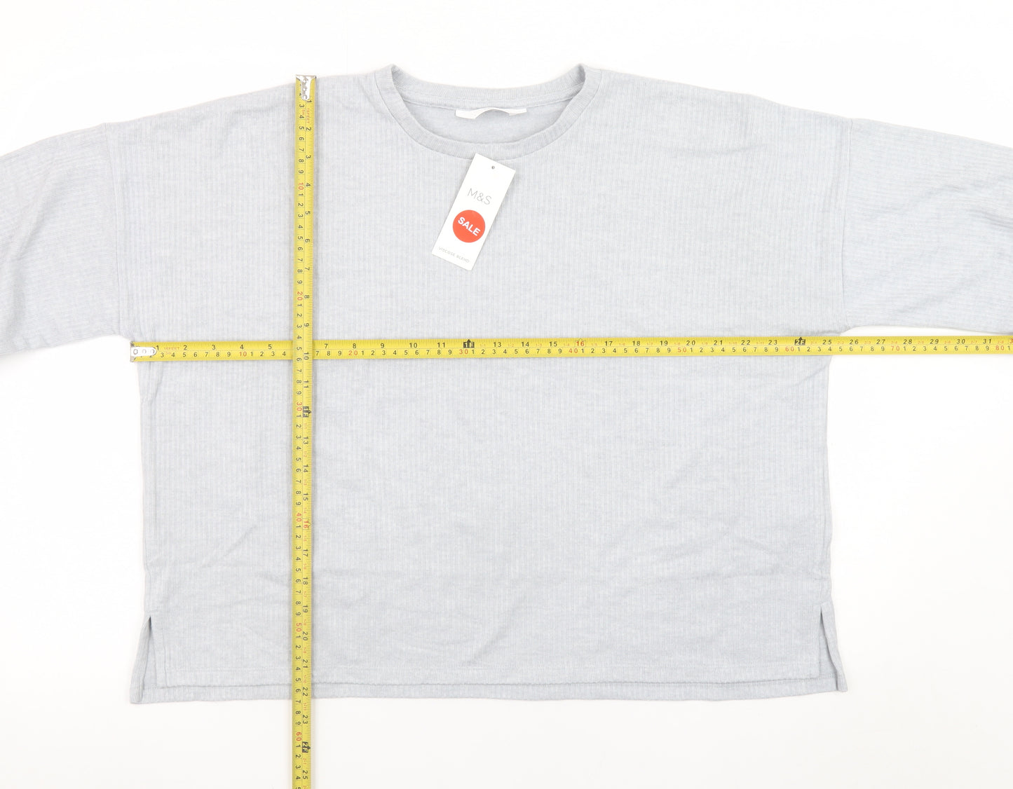 Marks and Spencer Women Grey L Pullover Crew Neck Jumper