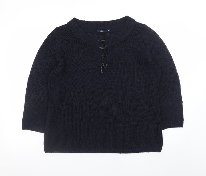 Dash Black Knit V-Neck Pullover Jumper Size 18