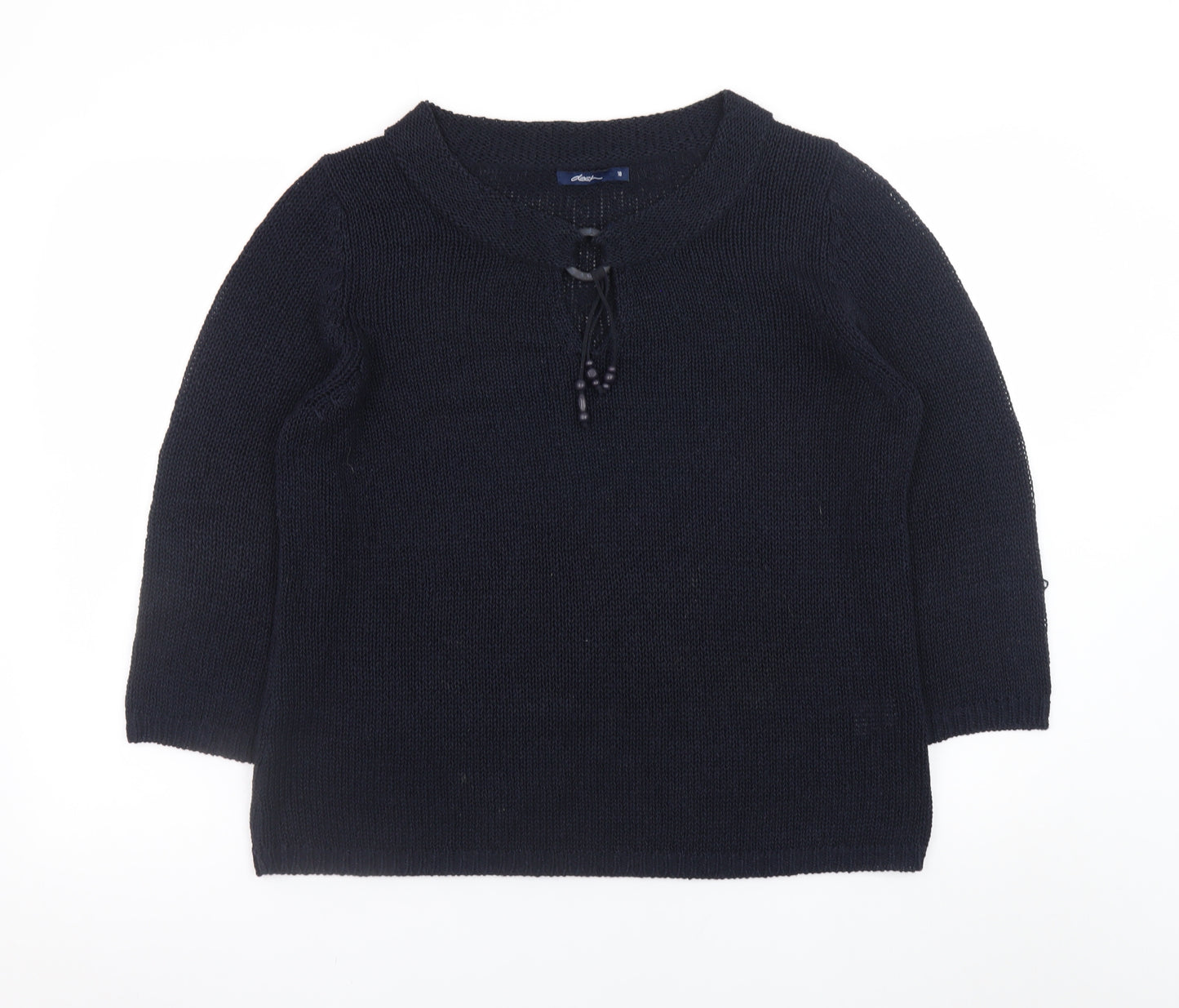 Dash Black Knit V-Neck Pullover Jumper Size 18
