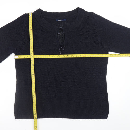 Dash Black Knit V-Neck Pullover Jumper Size 18