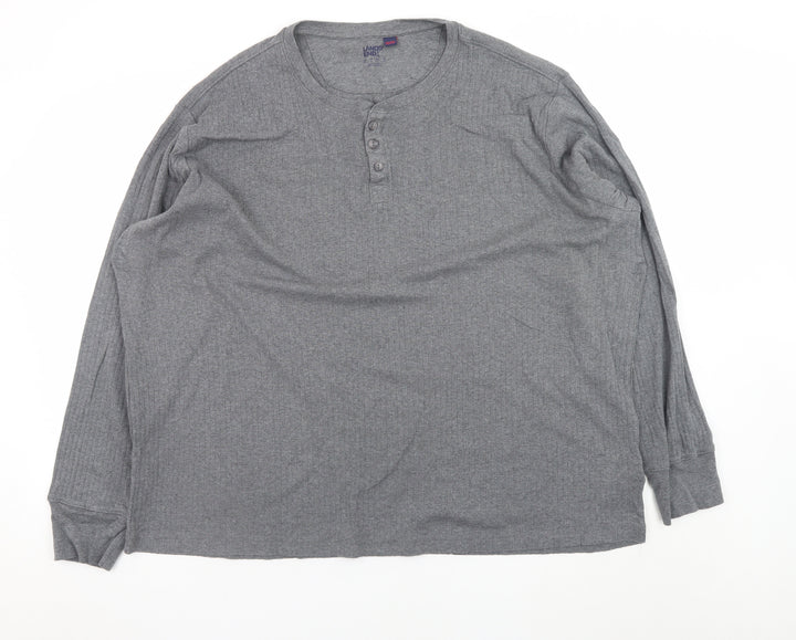 Lands' End Men's Grey Long Sleeve Henley T-Shirt XXL Cotton