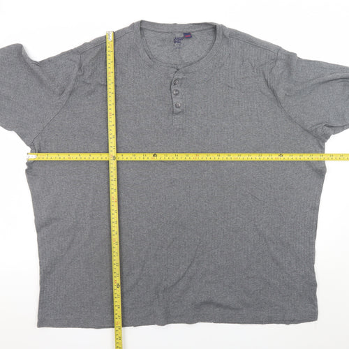 Lands' End Men's Grey Long Sleeve Henley T-Shirt XXL Cotton