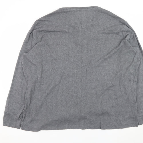 Lands' End Men's Grey Long Sleeve Henley T-Shirt XXL Cotton