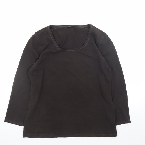 Hobbs Women’s Black Long Sleeve Stretch Cotton Scoop Neck Top XL