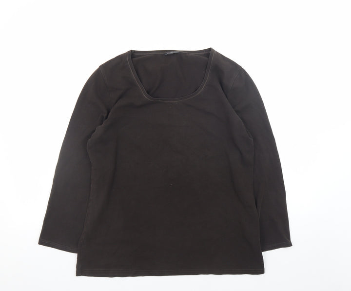 Hobbs Women’s Black Long Sleeve Stretch Cotton Scoop Neck Top XL