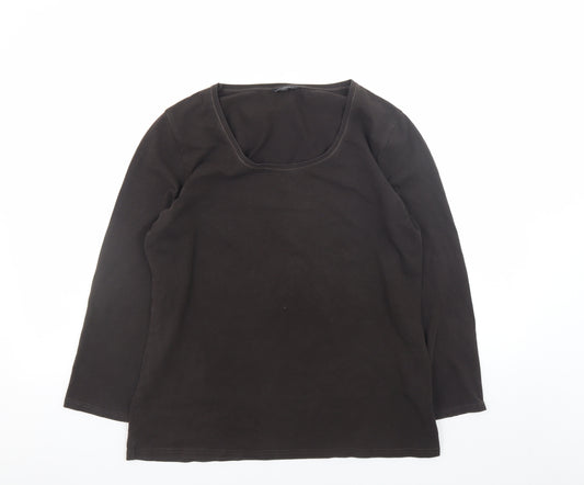 Hobbs Women’s Black Long Sleeve Stretch Cotton Scoop Neck Top XL