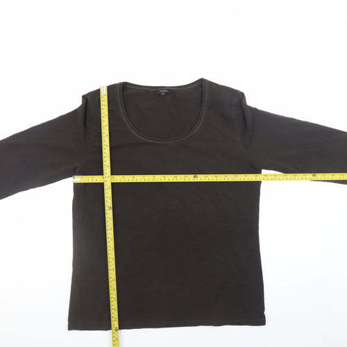 Hobbs Women’s Black Long Sleeve Stretch Cotton Scoop Neck Top XL