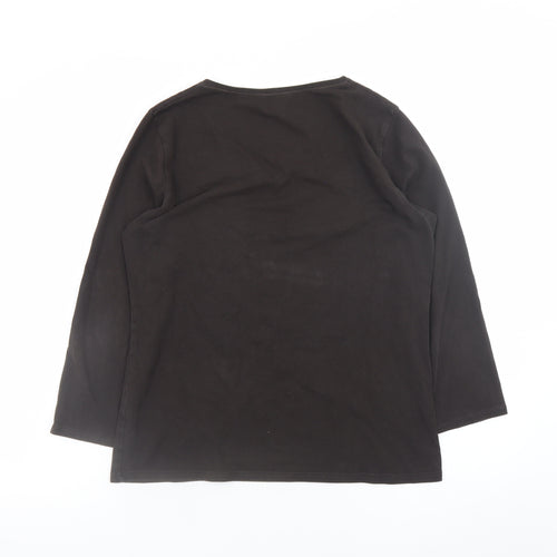 Hobbs Women’s Black Long Sleeve Stretch Cotton Scoop Neck Top XL