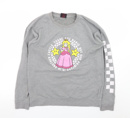 Front view of Vans Nintendo Grey Princess Peach Sweatshirt Women Small Crew Neck