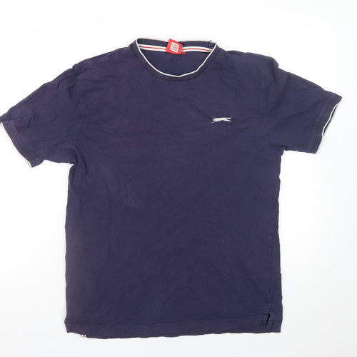 Slazenger Men's Blue Crew Neck Short Sleeve Cotton T-Shirt Size M