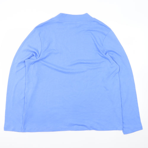 Cotton Traders Women's Blue Long Sleeve Mock Neck Cotton T-Shirt Size 12