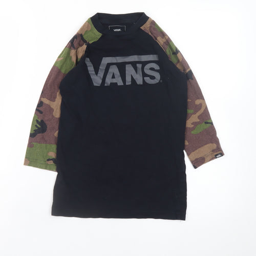 Vans Boys Black Camo Sleeve Long Sleeve T-Shirt Size Small 8-10 Years