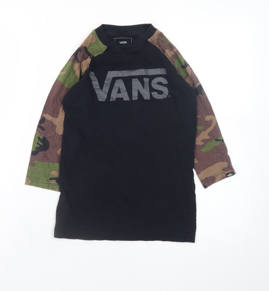 Vans Boys Black Camo Sleeve Long Sleeve T-Shirt Size Small 8-10 Years