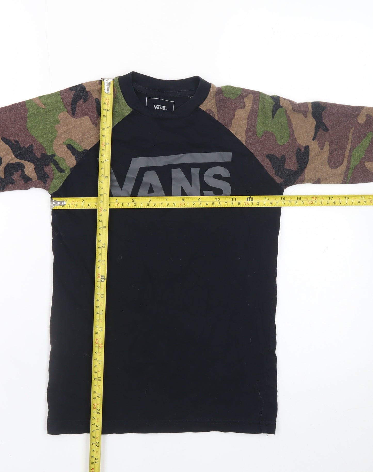Vans Boys Black Camo Sleeve Long Sleeve T-Shirt Size Small 8-10 Years