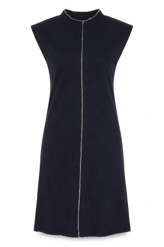 Front view of Hush Women Black, size 8, Cotton Sleeveless Shift Dress