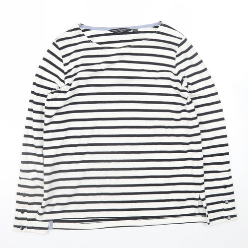 Dorothy Perkins Women's Black White Striped Boat Neck Long Sleeve T-Shirt UK 8
