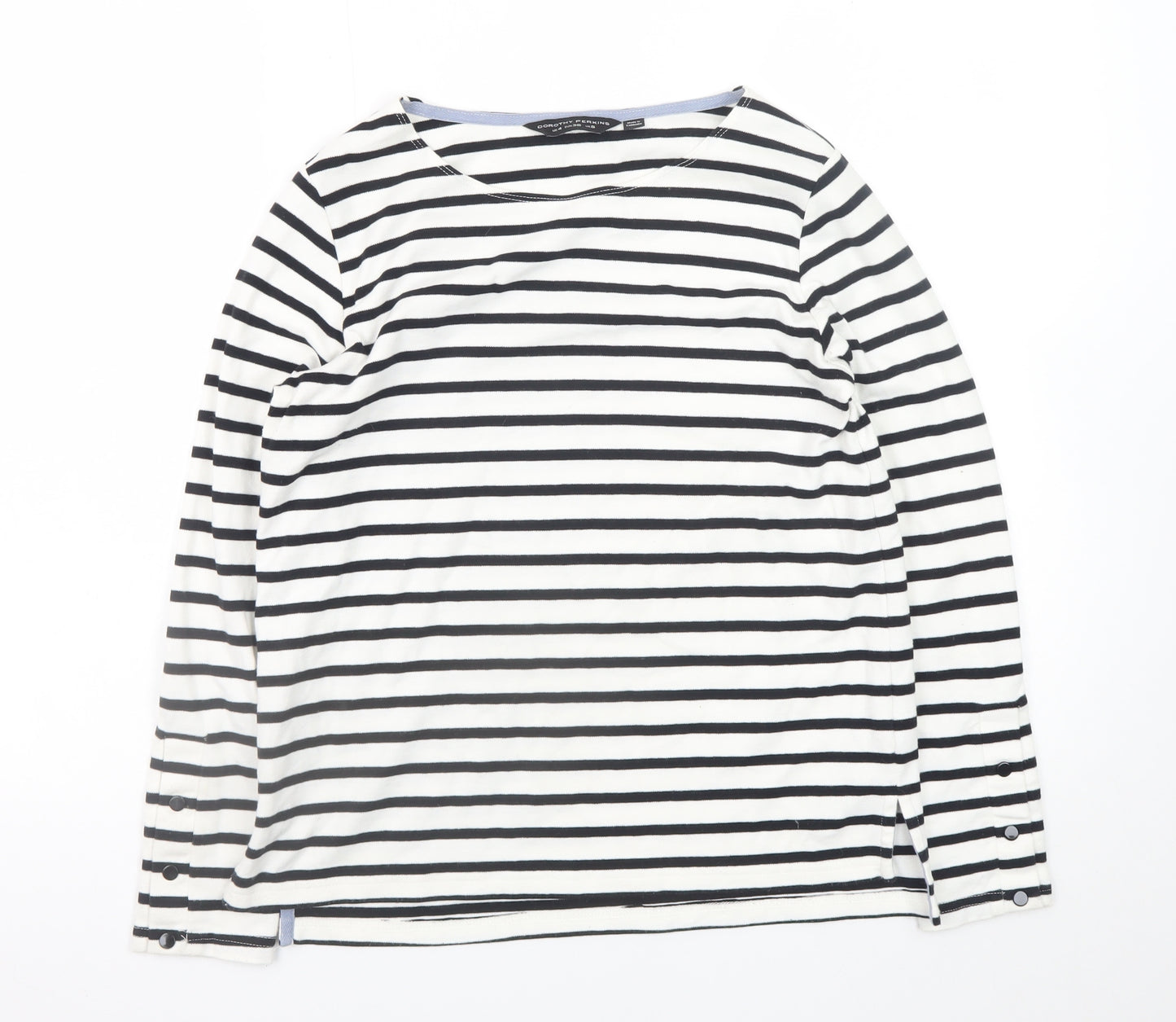Dorothy Perkins Women's Black White Striped Boat Neck Long Sleeve T-Shirt UK 8