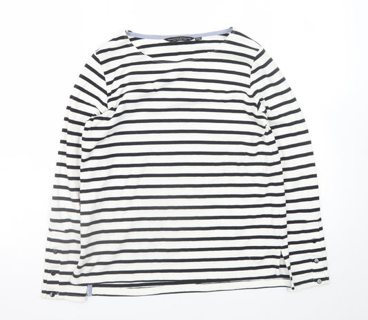 Dorothy Perkins Women's Black White Striped Boat Neck Long Sleeve T-Shirt UK 8