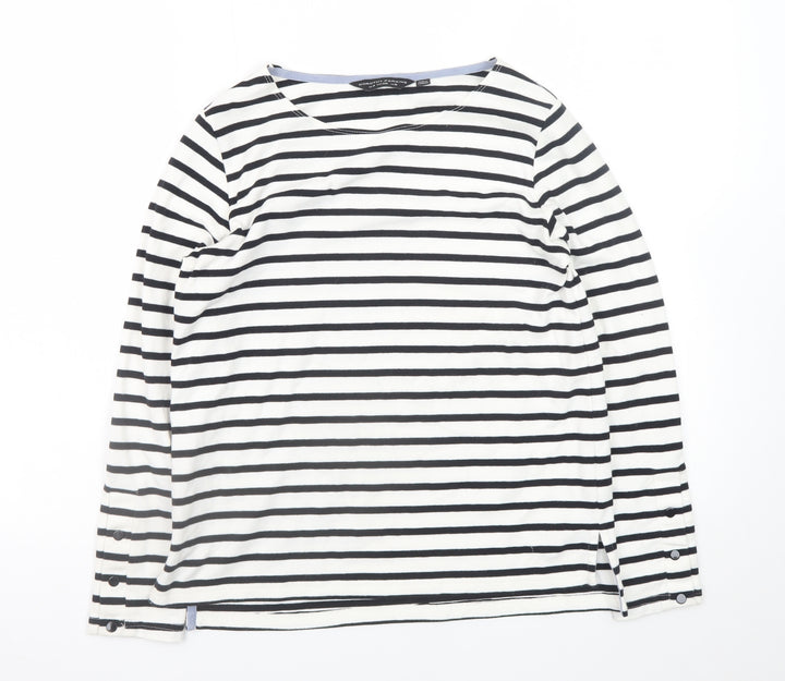 Dorothy Perkins Women's Black White Striped Boat Neck Long Sleeve T-Shirt UK 8
