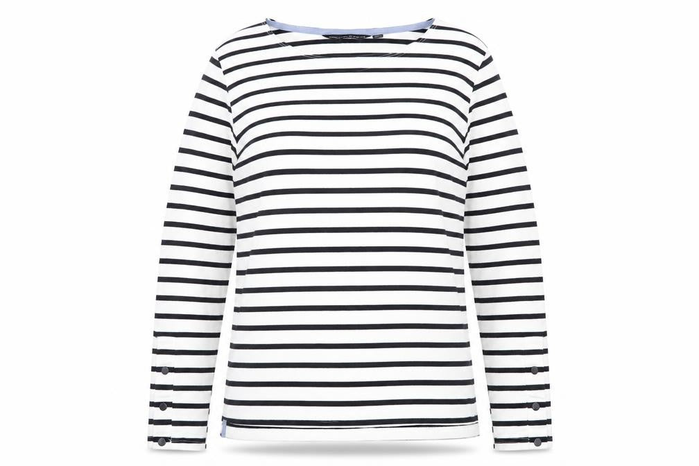 Dorothy Perkins Women's Black White Striped Boat Neck Long Sleeve T-Shirt UK 8