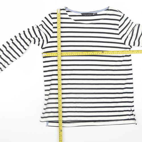 Dorothy Perkins Women's Black White Striped Boat Neck Long Sleeve T-Shirt UK 8
