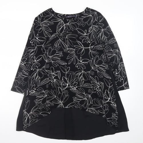 Marks and Spencer Women's Black Floral Hi-Low A-Line Dress Size 8