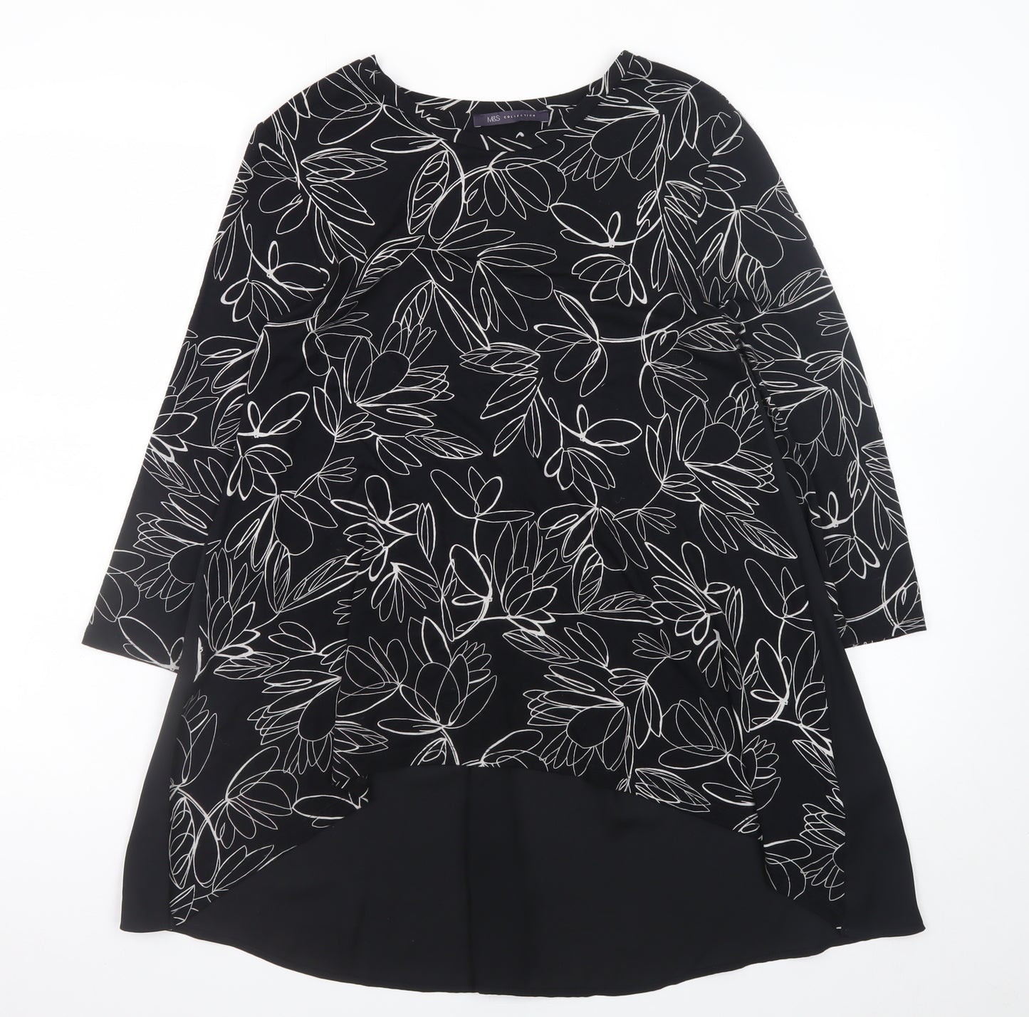 Marks and Spencer Women's Black Floral Hi-Low A-Line Dress Size 8