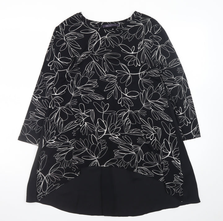 Marks and Spencer Women's Black Floral Hi-Low A-Line Dress Size 8