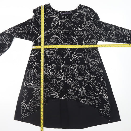 Marks and Spencer Women's Black Floral Hi-Low A-Line Dress Size 8