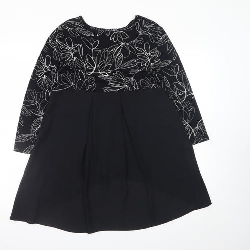 Marks and Spencer Women's Black Floral Hi-Low A-Line Dress Size 8