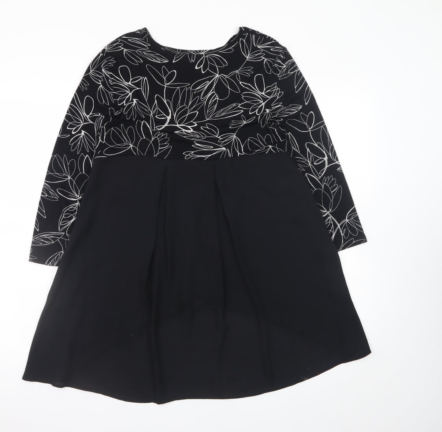Marks and Spencer Women's Black Floral Hi-Low A-Line Dress Size 8