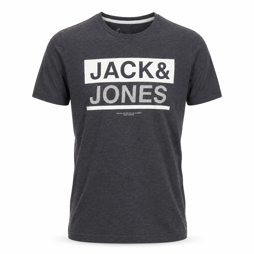 Jack & Jones Men's Grey Graphic Print Cotton Blend T-Shirt Size S