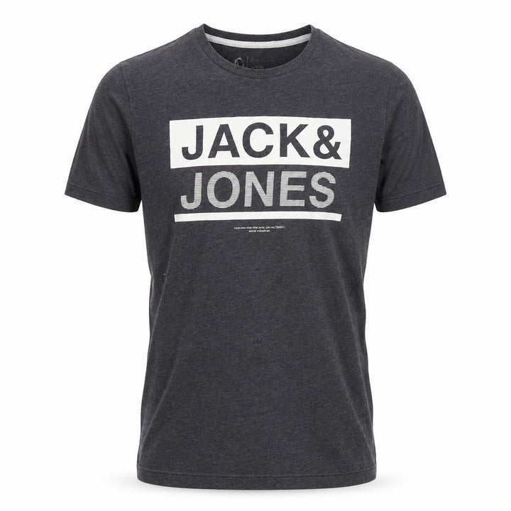 Jack & Jones Men's Grey Graphic Print Cotton Blend T-Shirt Size S