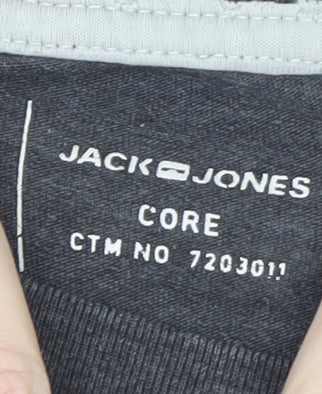Jack & Jones Men's Grey Graphic Print Cotton Blend T-Shirt Size S