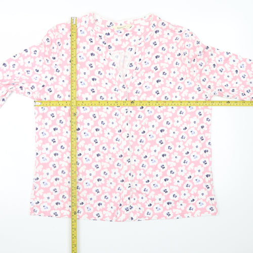 Woolovers Women Pink Floral Long Sleeve Blouse XL Classic Cotton Modal