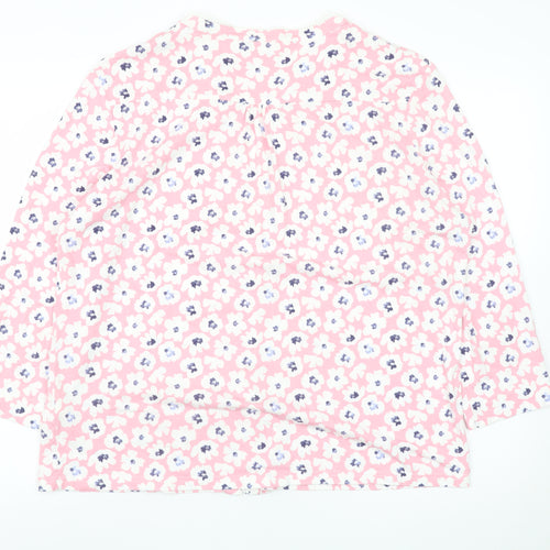 Woolovers Women Pink Floral Long Sleeve Blouse XL Classic Cotton Modal