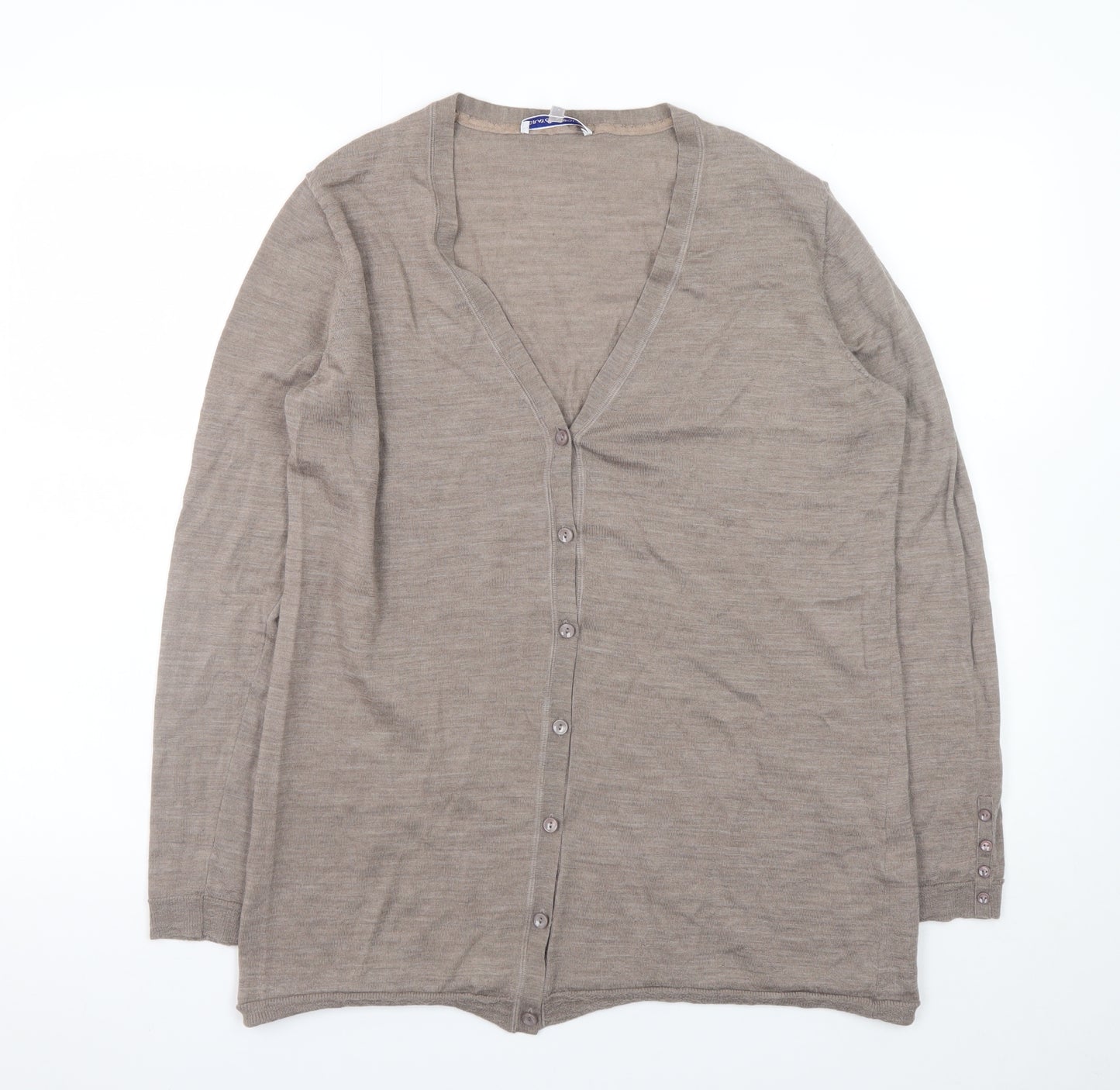 Gray & Osbourn Women's Beige Merino Wool V-Neck Cardigan Size 20