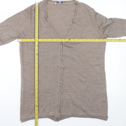 Gray & Osbourn Women's Beige Merino Wool V-Neck Cardigan Size 20