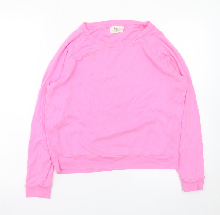 Hush Womens Pink Crew Neck Pullover Sweatshirt XS