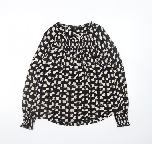 Next Women's Black Geometric Long Sleeve Tunic Blouse Size 10
