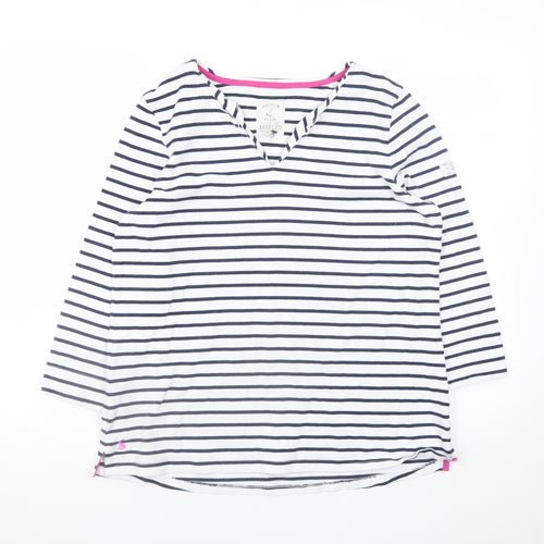 Joules Women White Navy Striped Pullover Sweatshirt UK 16