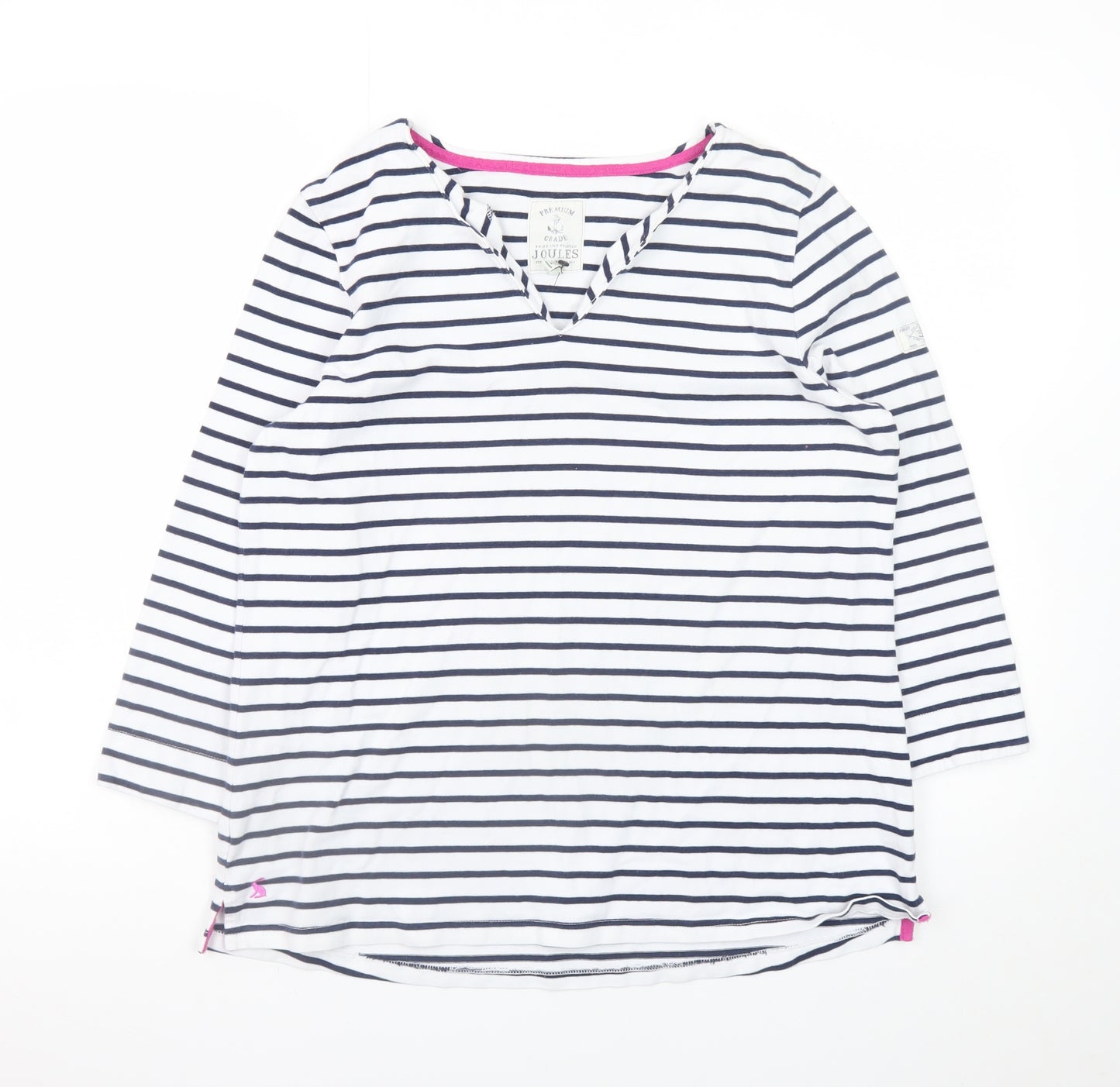 Joules Women White Navy Striped Pullover Sweatshirt UK 16
