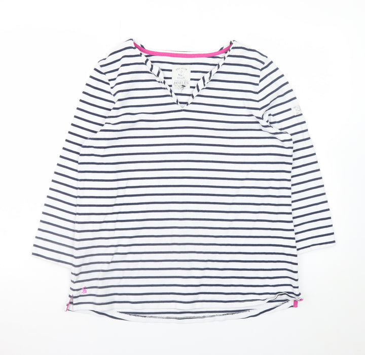 Joules Women White Navy Striped Pullover Sweatshirt UK 16