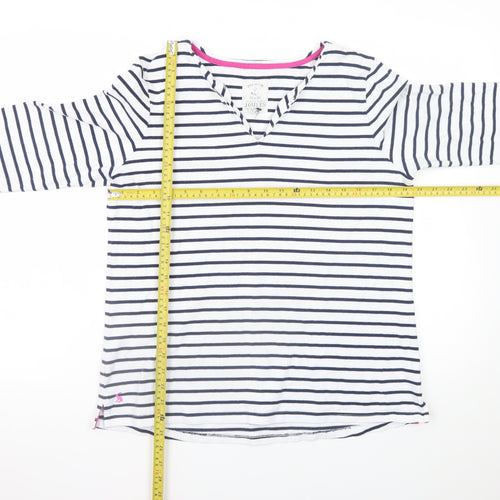 Joules Women White Navy Striped Pullover Sweatshirt UK 16