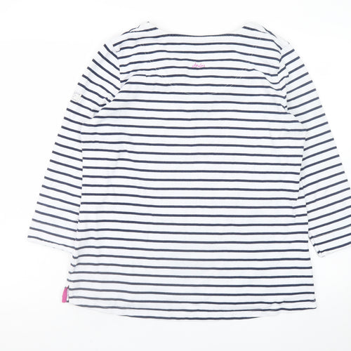 Joules Women White Navy Striped Pullover Sweatshirt UK 16